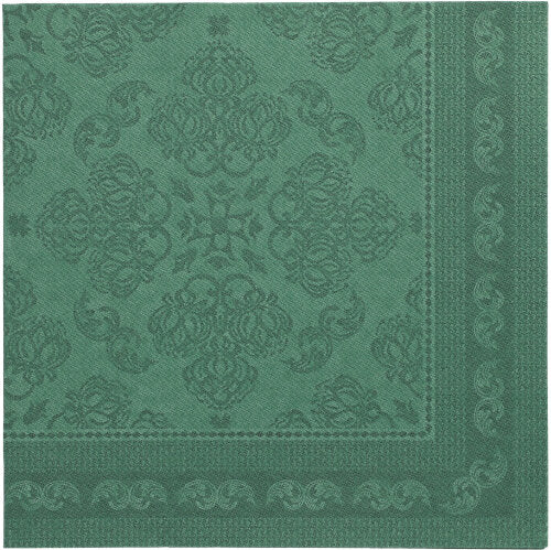50 Servietten "ROYAL Collection" 1/4-Falz 40 cm x 40 cm dunkelgrün "Arabesque"