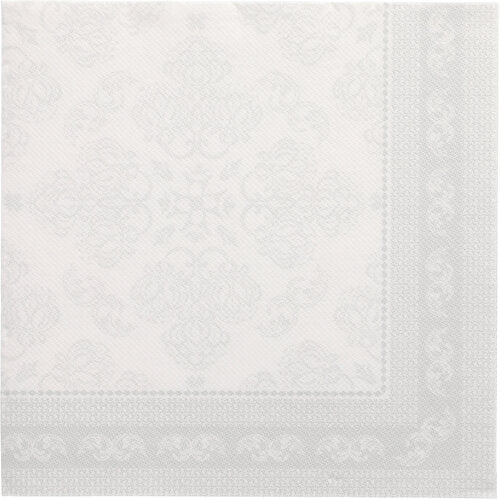 50 Servietten "ROYAL Collection" 1/4-Falz 40 cm x 40 cm weiss "Arabesque"