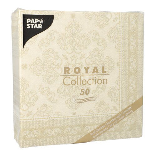 50 Servietten "ROYAL Collection" 1/4-Falz 40 cm x 40 cm champagner "Arabesque"