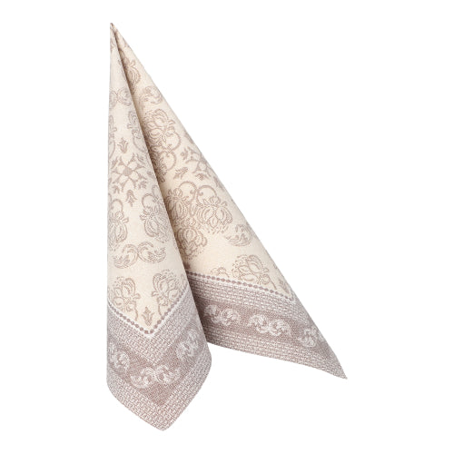 50 Servietten "ROYAL Collection" 1/4-Falz 40 cm x 40 cm mocca "Arabesque"