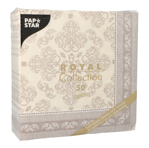 50 Servietten "ROYAL Collection" 1/4-Falz 40 cm x 40 cm mocca "Arabesque"