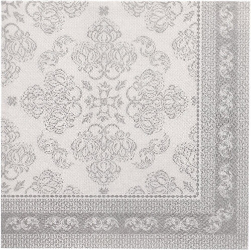 50 Servietten "ROYAL Collection" 1/4-Falz 40 cm x 40 cm grau "Arabesque"