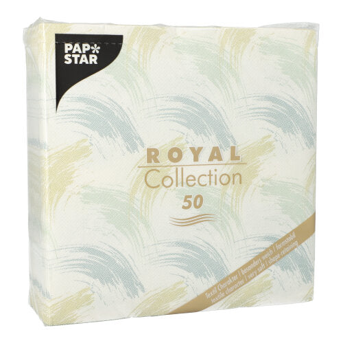 50 Servietten "ROYAL Collection" 1/4-Falz 40 cm x 40 cm arktikblau "Brushstroke"
