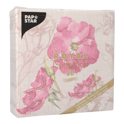 50 Servietten "ROYAL Collection" 1/4-Falz 40 cm x 40 cm lila "Blossom"
