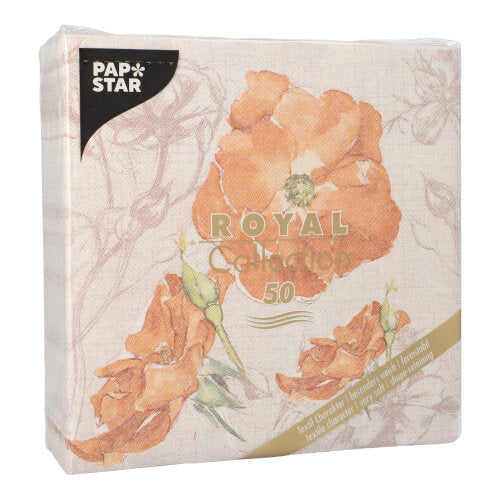 50 Servietten "ROYAL Collection" 1/4-Falz 40 cm x 40 cm nektarine "Blossom"