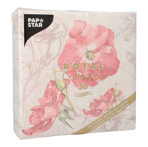 50 Servietten "ROYAL Collection" 1/4-Falz 40 cm x 40 cm rosa "Blossom"