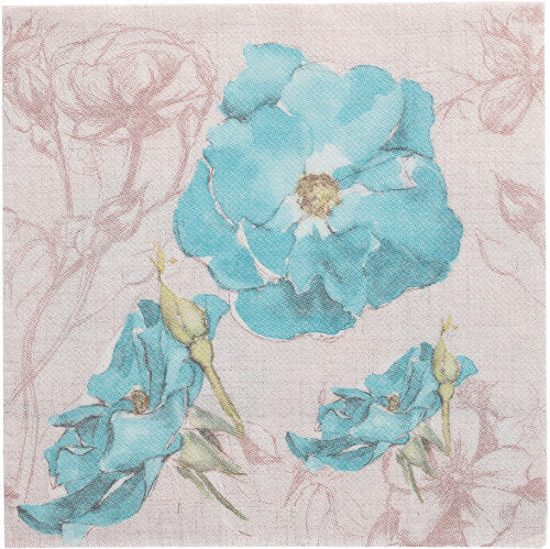 50 Servietten "ROYAL Collection" 1/4-Falz 40 cm x 40 cm türkis "Blossom"
