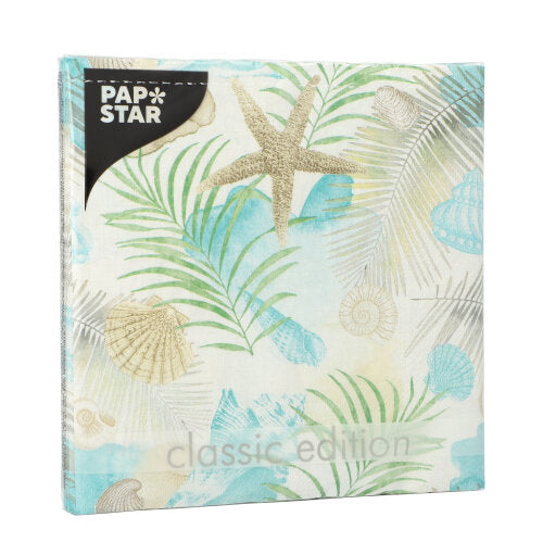 20 Servietten, 3-lagig 1/4-Falz 33 cm x 33 cm "Seaside"