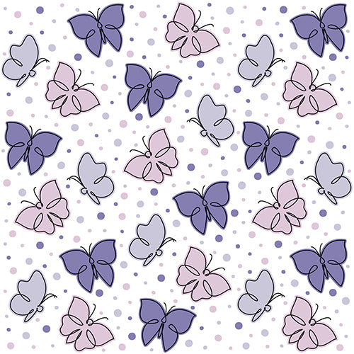 30 Servietten, 3-lagig 1/4-Falz 33 cm x 33 cm lila "Papillons"