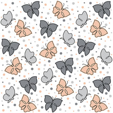 Lade das Bild in den Galerie-Viewer, 30 Servietten, 3-lagig 1/4-Falz 33 cm x 33 cm grau &quot;Papillons&quot;

