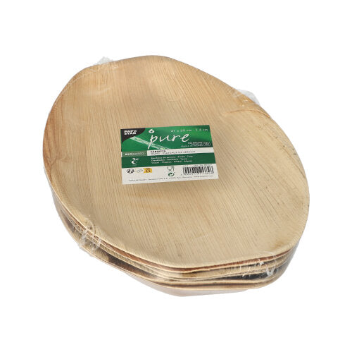 6 Tabletts, Palmblatt "pure" oval 3 cm x 29 cm x 21 cm natur