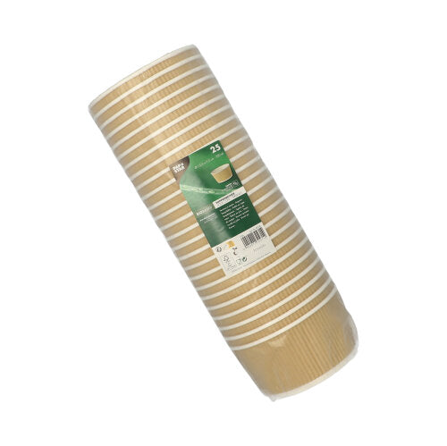 25 Suppenbecher, Pappe rund 720 ml Ø 13,5 cm · 7,3 cm braun/weiss Ripple Wall