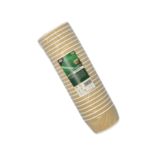 25 Suppenbecher, Pappe rund 380 ml Ø 11 cm · 5,8 cm braun/weiss Ripple Wall