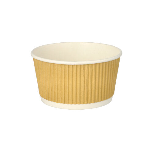25 Suppenbecher, Pappe rund 380 ml Ø 11 cm · 5,8 cm braun/weiss Ripple Wall
