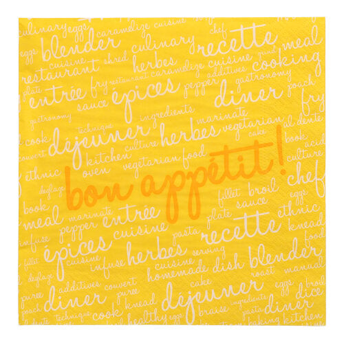 20 Servietten, 3-lagig 1/4-Falz 40 cm x 40 cm gelb "Table Pleasures"