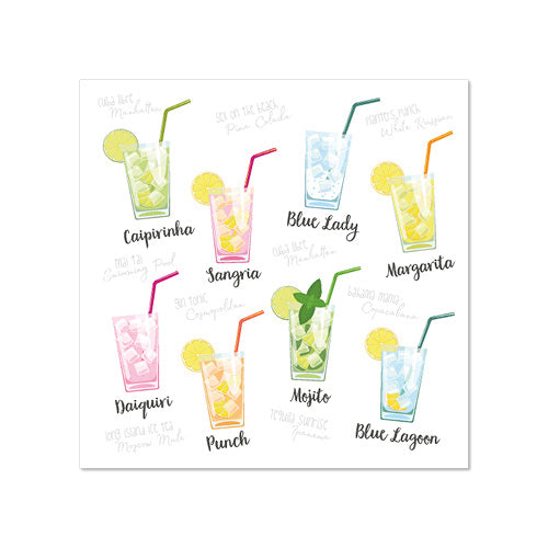 20 Servietten, 3-lagig 1/4-Falz 25 cm x 25 cm "Cocktail"