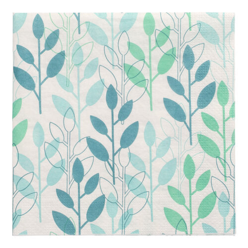 20 Servietten, 3-lagig 1/4-Falz 33 cm x 33 cm blau "Branches"