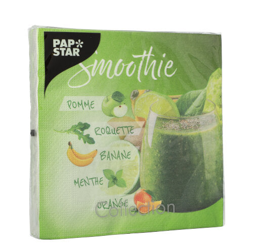 20 Servietten, 3-lagig 1/4-Falz 33 cm x 33 cm "Smoothie"