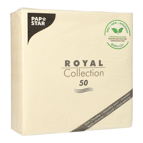 50 Servietten "ROYAL Collection" 1/4-Falz 40 cm x 40 cm champagner in Papierverpackung