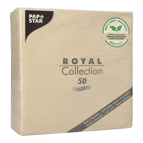 50 Servietten "ROYAL Collection" 1/4-Falz 40 cm x 40 cm sand in Papierverpackung
