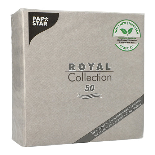 50 Servietten "ROYAL Collection" 1/4-Falz 40 cm x 40 cm grau in Papierverpackung
