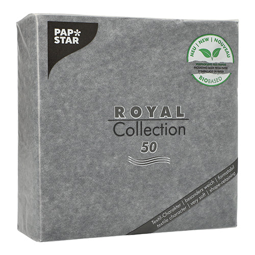 50 Servietten "ROYAL Collection" 1/4-Falz 40 cm x 40 cm schwarz in Papierverpackung