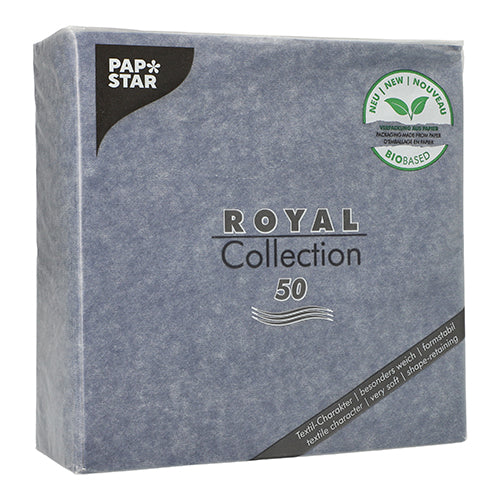 50 Servietten "ROYAL Collection" 1/4-Falz 40 cm x 40 cm dunkelblau in Papierverpackung