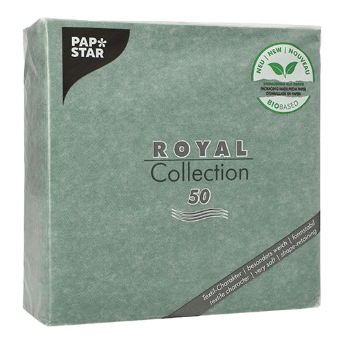 50 Servietten "ROYAL Collection" 1/4-Falz 40 cm x 40 cm dunkelgrün in Papierverpackung