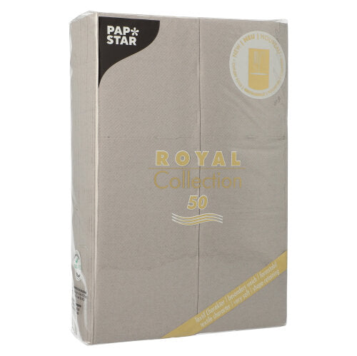 50 Servietten "ROYAL Collection" 48 cm x 30 cm grau mit Besteckfalz