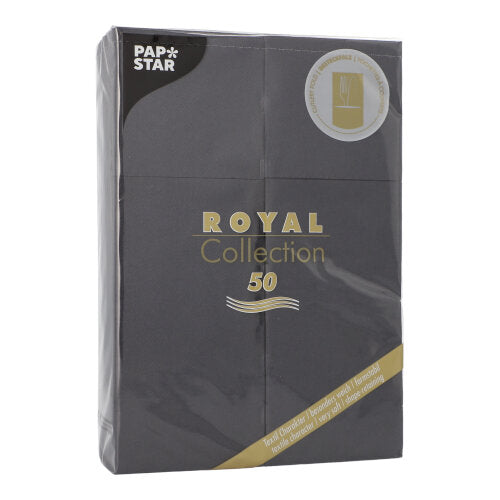 50 Servietten "ROYAL Collection" 48 cm x 30 cm schwarz mit Besteckfalz