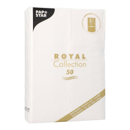 50 Servietten "ROYAL Collection" 48 cm x 30 cm weiss mit Besteckfalz