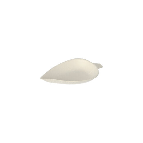 50 Fingerfood - Teller, Zuckerrohr "pure" 1,2 cm x 6 cm x 8 cm weiss "Leaf"