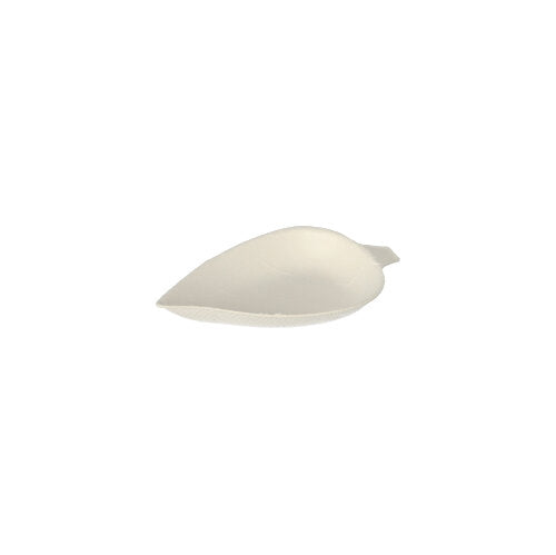 12 Fingerfood - Teller, Zuckerrohr "pure" 1,2 cm x 6 cm x 8 cm weiss "Leaf"