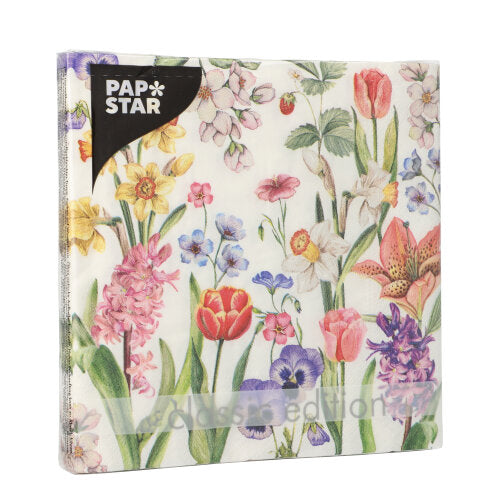 20 Servietten, 3-lagig 1/4-Falz 33 cm x 33 cm "Flower Meadow"