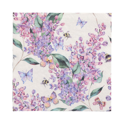 20 Servietten, 3-lagig 1/4-Falz 33 cm x 33 cm "Lilac Dream"
