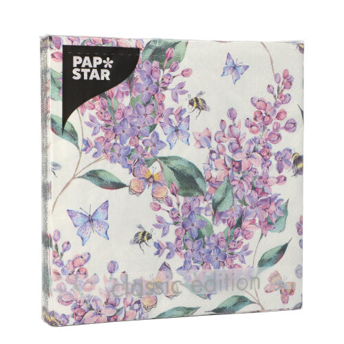 20 Servietten, 3-lagig 1/4-Falz 33 cm x 33 cm "Lilac Dream"