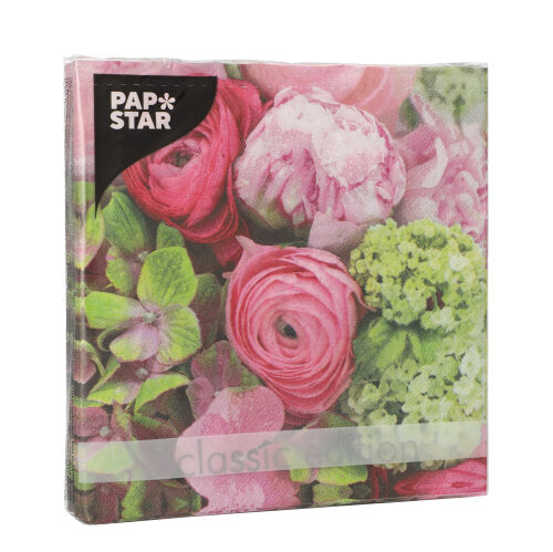 20 Servietten, 3-lagig 1/4-Falz 33 cm x 33 cm "Pink Dream"