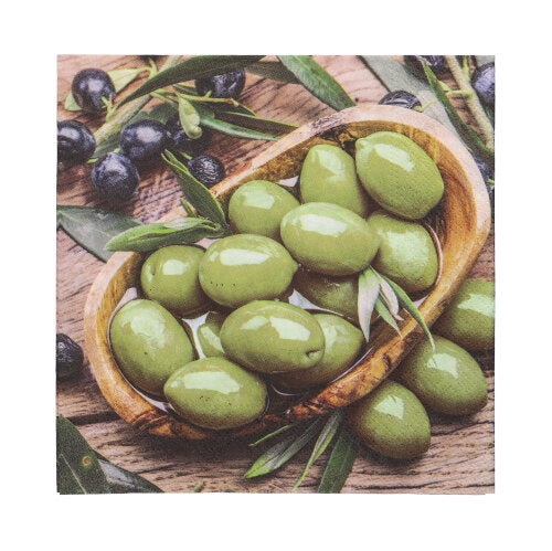 20 Servietten, 3-lagig 1/4-Falz 33 cm x 33 cm "Olive Flavour"