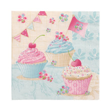 Lade das Bild in den Galerie-Viewer, 20 Servietten, 3-lagig 1/4-Falz 33 cm x 33 cm &quot;Birthday Cup Cakes&quot;

