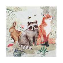 Lade das Bild in den Galerie-Viewer, 20 Servietten, 3-lagig 1/4-Falz 33 cm x 33 cm &quot;Rabbit, Racoon &amp; Fox&quot;
