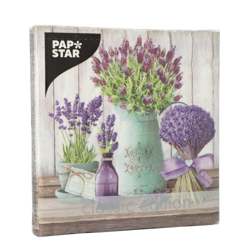20 Servietten, 3-lagig 1/4-Falz 33 cm x 33 cm "Lavande"