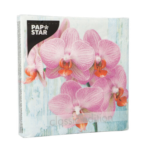 20 Servietten, 3-lagig 1/4-Falz 33 cm x 33 cm "Phalaenopsis"