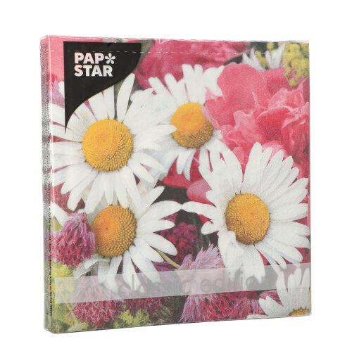 20 Servietten, 3-lagig 1/4-Falz 33 cm x 33 cm "Marguerite"