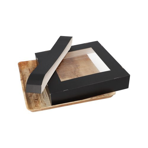 25 Tabletts, Palmblatt eckig 5 cm x 25,5 cm x 25,5 cm mit separatem Deckel und Banderole