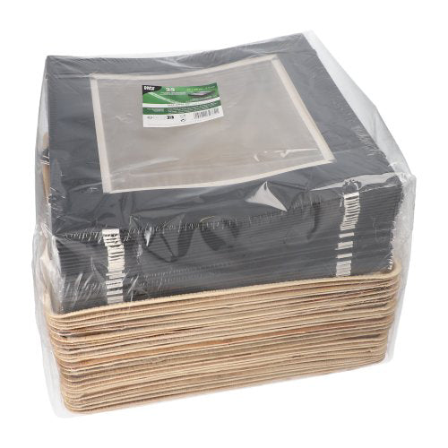 25 Tabletts, Palmblatt eckig 5 cm x 29 cm x 29 cm mit separatem Deckel und Banderole