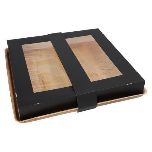25 Tabletts, Palmblatt eckig 5 cm x 33,5 cm x 33,5 cm mit separatem Deckel und Banderole