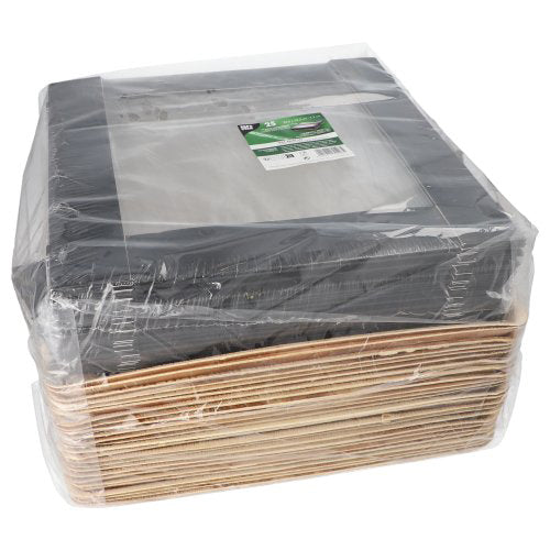 25 Tabletts, Palmblatt eckig 5 cm x 33,5 cm x 33,5 cm mit separatem Deckel und Banderole