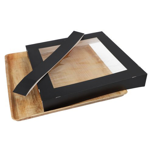 25 Tabletts, Palmblatt eckig 5 cm x 33,5 cm x 33,5 cm mit separatem Deckel und Banderole