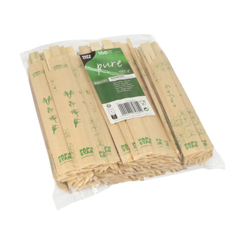 100 Paar Essstäbchen Bambus "pure" 21 cm einzeln gehüllt