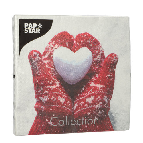 20 Servietten, 3-lagig 1/4-Falz 33 cm x 33 cm "Mittens in the Snow"